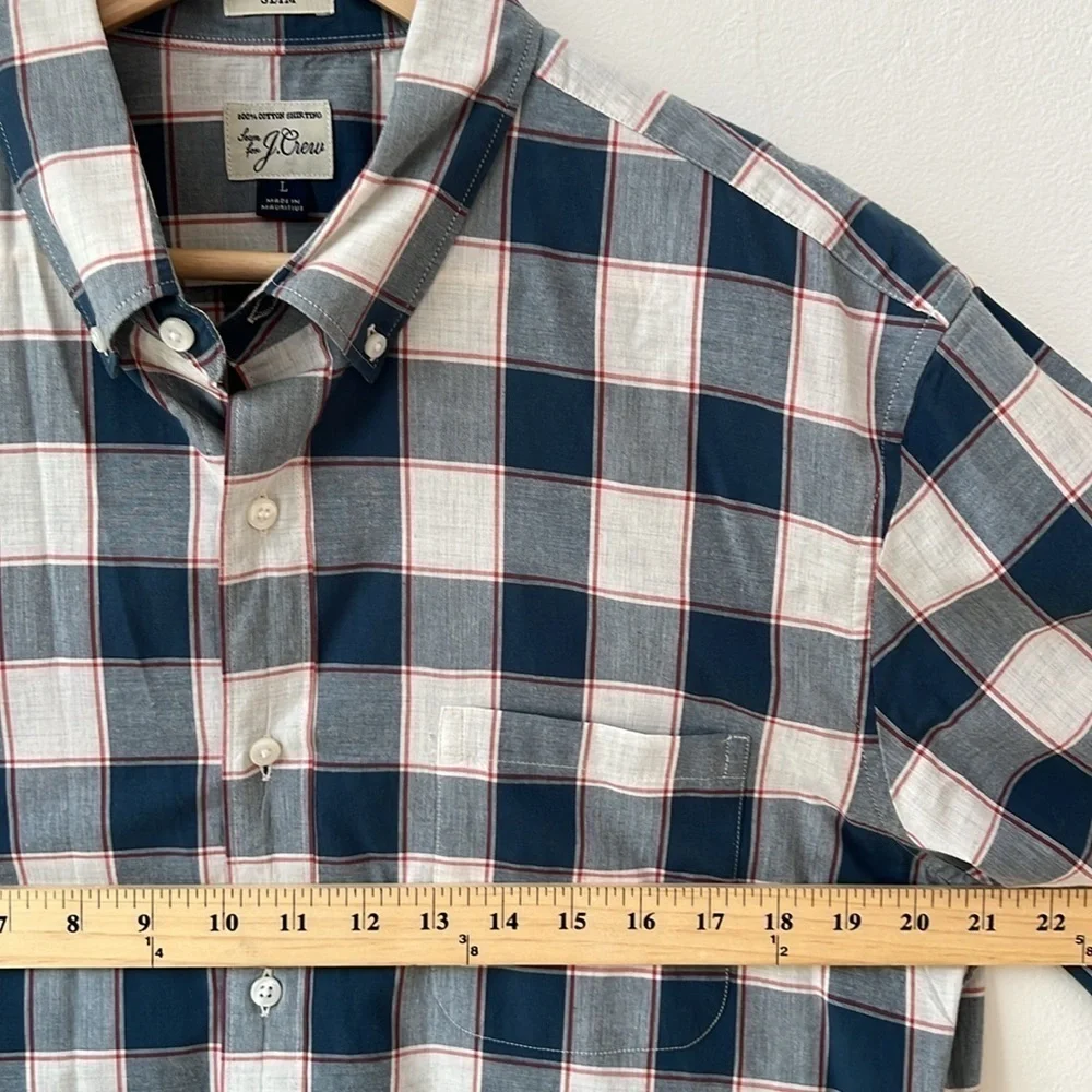 J. Crew Men’s Plaid Long Sleeve Button Up long Sleeve shirt Size Large Slim